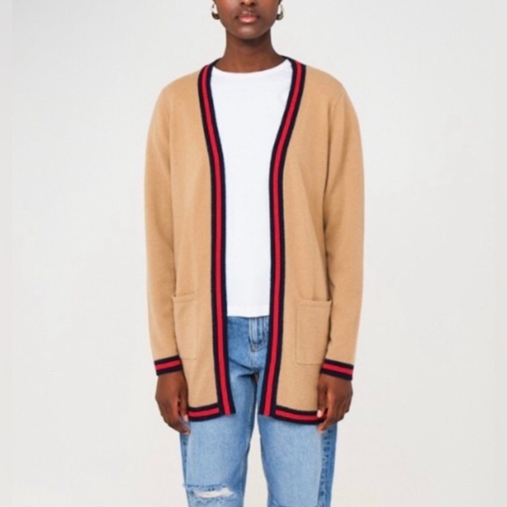 Brodie Cashmere Uptown Cashmere Cardigan Tan/Beige Size Medium